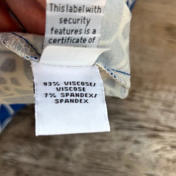 Diane von Furstenberg Blue White Print Stretch Long Sleeve Mini Dress Size 4 - Picture 5 of 7